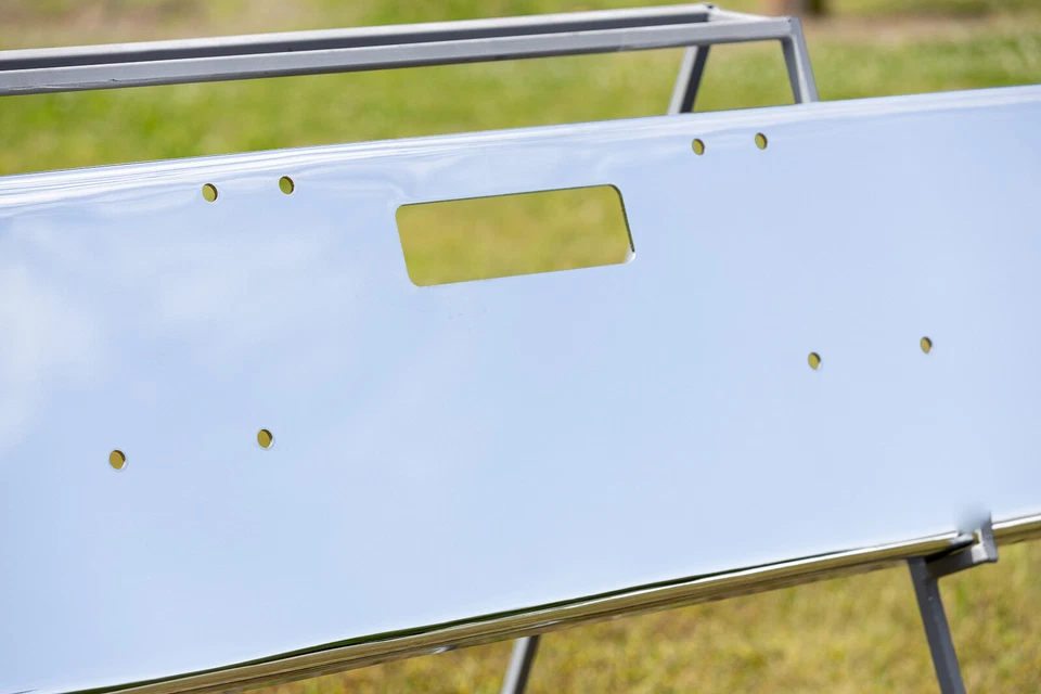 Parachoques Freightliner Classic FLC FLD 112 120, cromado 18" cuadrado con placas de respaldo Foto 2 de 4