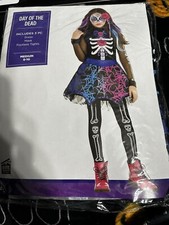 Day of the Dead Costume Kids Dia de Los Muertos Sugar Skull Fancy Dress M 8-10