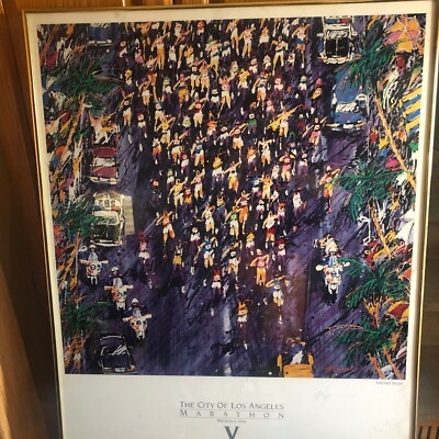 Michael Bryan Poster Signed L.A. Marathon V 1990 Los Angeles Framed