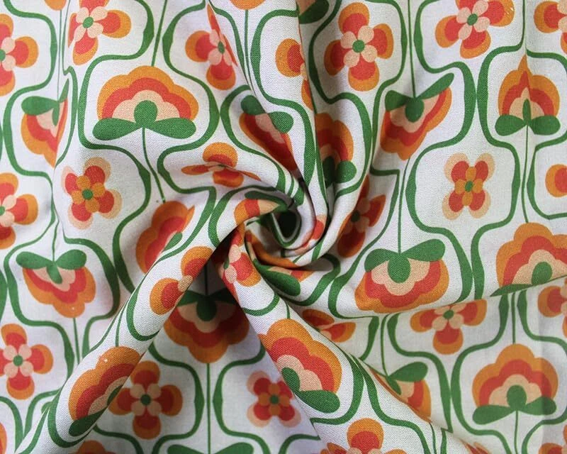 Crafts Stoffe Retro Flower Power 150 cm breit digital bedruckt 100 % Baumwolle - Bild 3 von 3