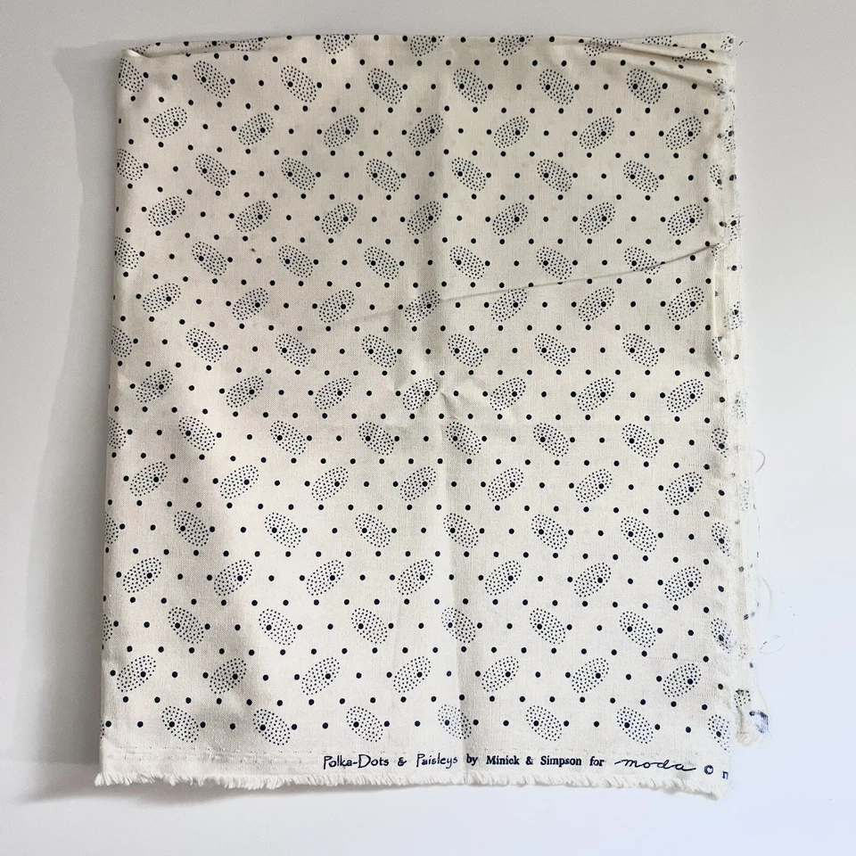 Moda Polka Dots & Paisley Fat Quarter Ivory Blue Cotton Quilting Fabric FQ New - Image 3 of 3