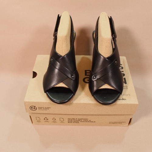 Clarks Margee Eve Black Leather Sandals UK 3 1/2 Fit D EU 36 - Bild 2 von 8
