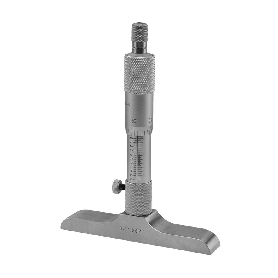 0-6" Depth Gauge Depth Micrometer 4" BASE ROUND HEAD MEASURING RODS GRAD .001" - Image 3 of 3