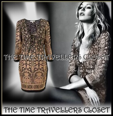 kate moss gold dress topshop 1960s 70s Gold Lame Brocade Maxi Dress, Novelty Lion Print main image 0