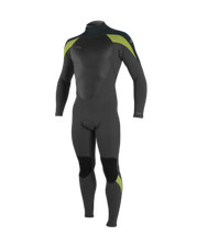 2024 O'Neill Epic 4X3MM Mens Back Zip Wetsuit, Black, Gunmetal, Dayglow