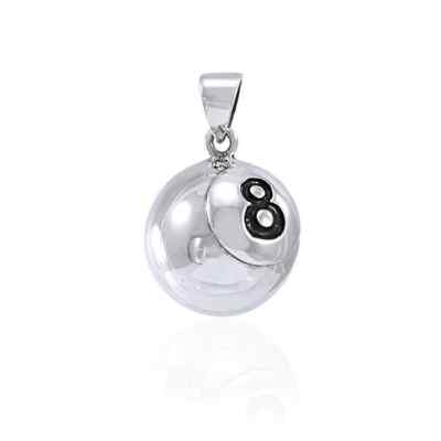 Pool Kugel 3D Billard 925 Sterling Silber großer Anhänger feiner Sportschmuck