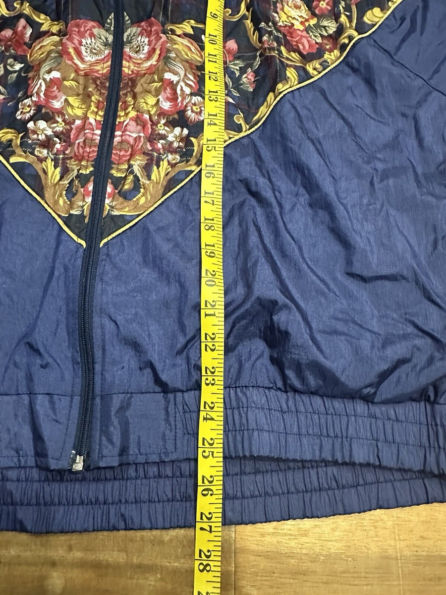 Vintage 90s Sport Full Zip Windbreaker Jacket L VTG Roses Plaid 3