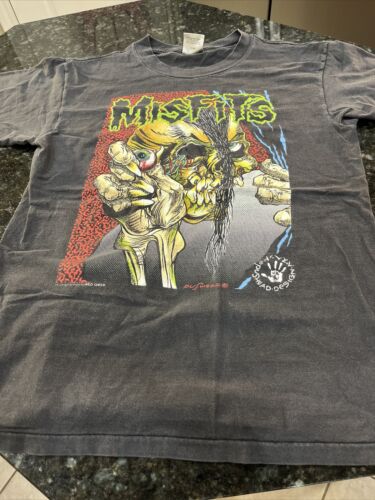 VTG 1990 Misfits Earth AD T-Shirt Adult XL Black P