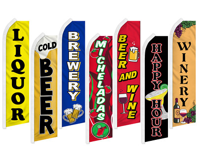 Beer & Wine Swooper Feather Flutter Flag Bar Flags Concessions Alcoholic Drinks