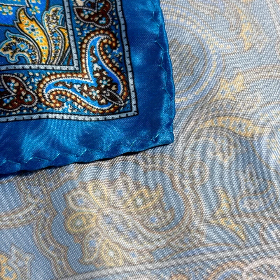 Aqua Blue Paisley Pocket Square - Image 4 of 4
