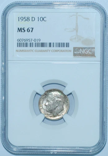 1958 D NGC MS67 Roosevelt Silver Dime