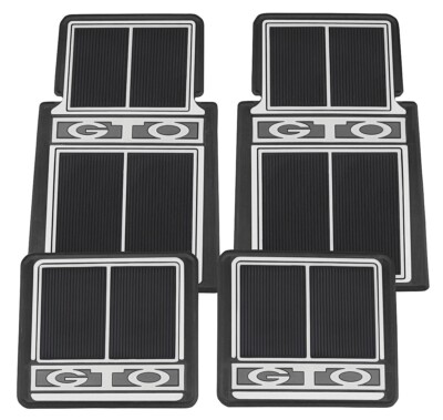 RestoParts Black Rubber Plasticolor Floor Mat Set For 1964-1973 Pontiac GTO