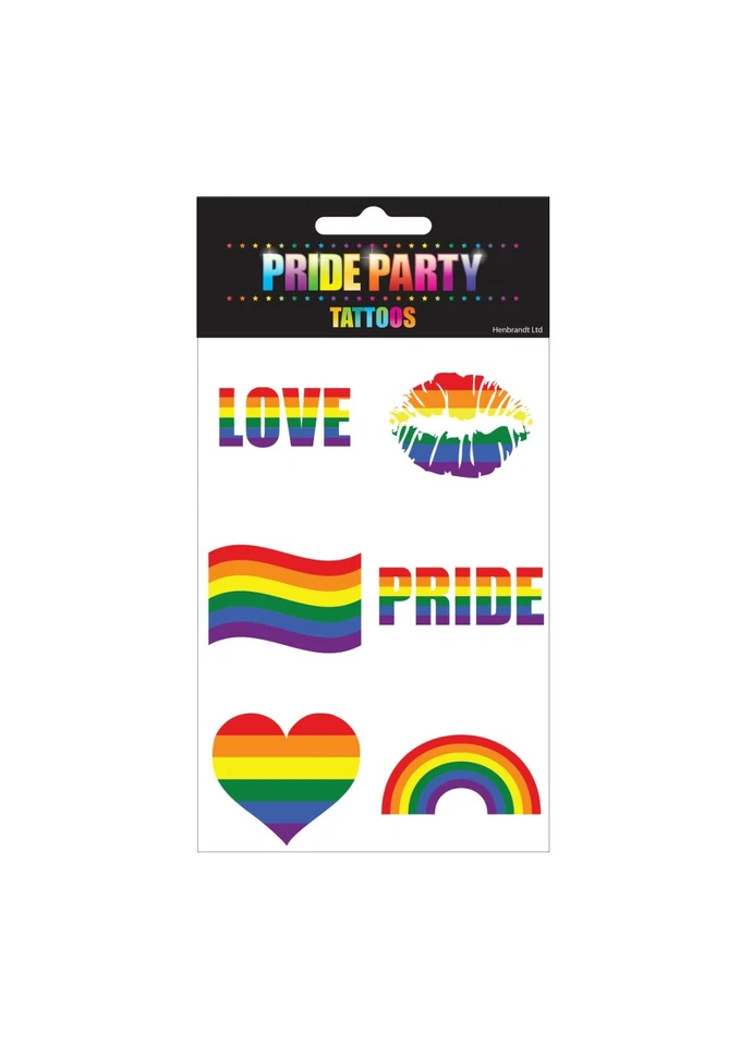HENBRANDT LTD 6 x Love Pride Temporary Rainbow Tattoos Support Gay Lesbian LGBT Parade Freedom