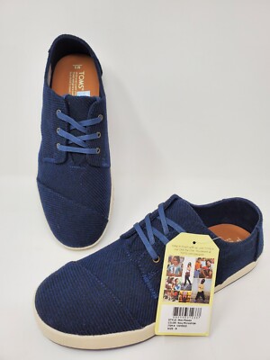 Mens TOMS Paseo  Fabric Size 9 Navy Microstripe