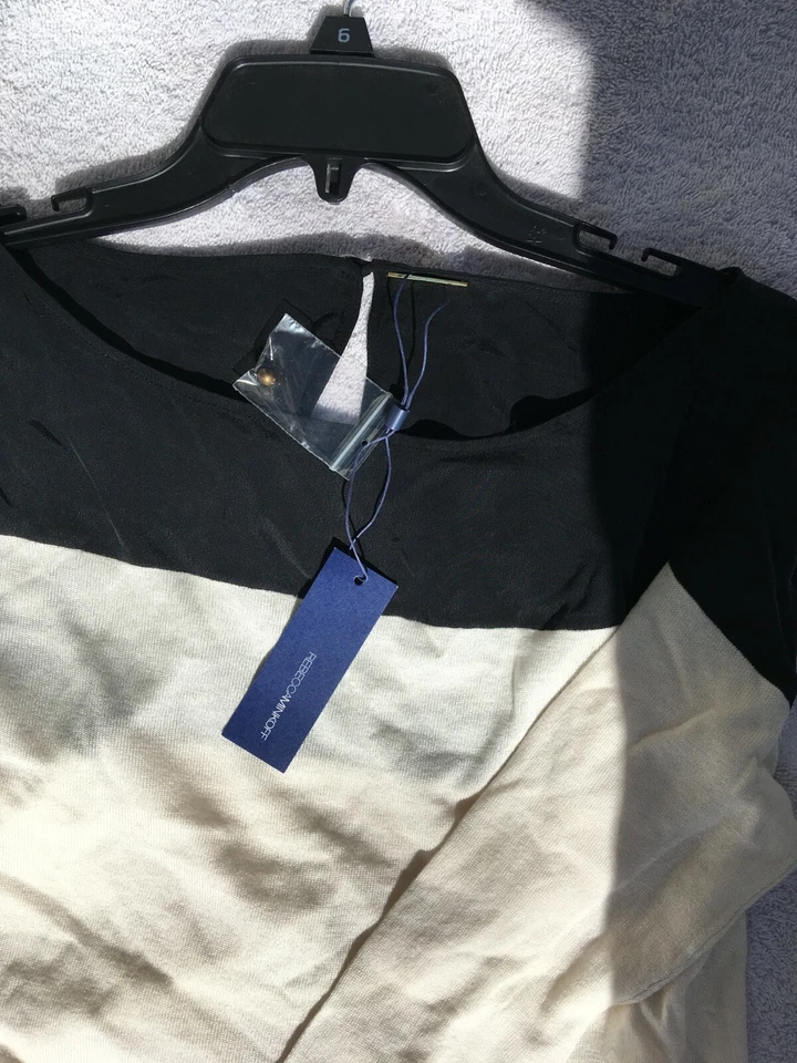 Suéter Top Rebecca Minkoff Reiko Para Mujer Mezcla Seda Cachemira Marfil Negro Talla S Foto 4 de 4