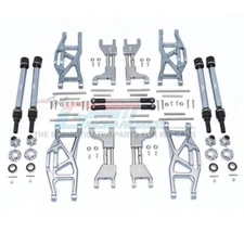 GPM Alum F&R Upp+Low Arms+F&R Adj CVD Drive Shaft+Hex Adap+Whl Lock Grey : Maxx