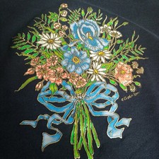 Gopher Sport Sweatshirt Medium Vintage Floral Nature Metallic Cottagecore Granny