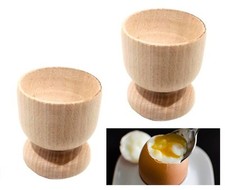COPPIA DI PORTA UOVO ALLA COQUE IN LEGNO NATURALE SET 2 PEZZI