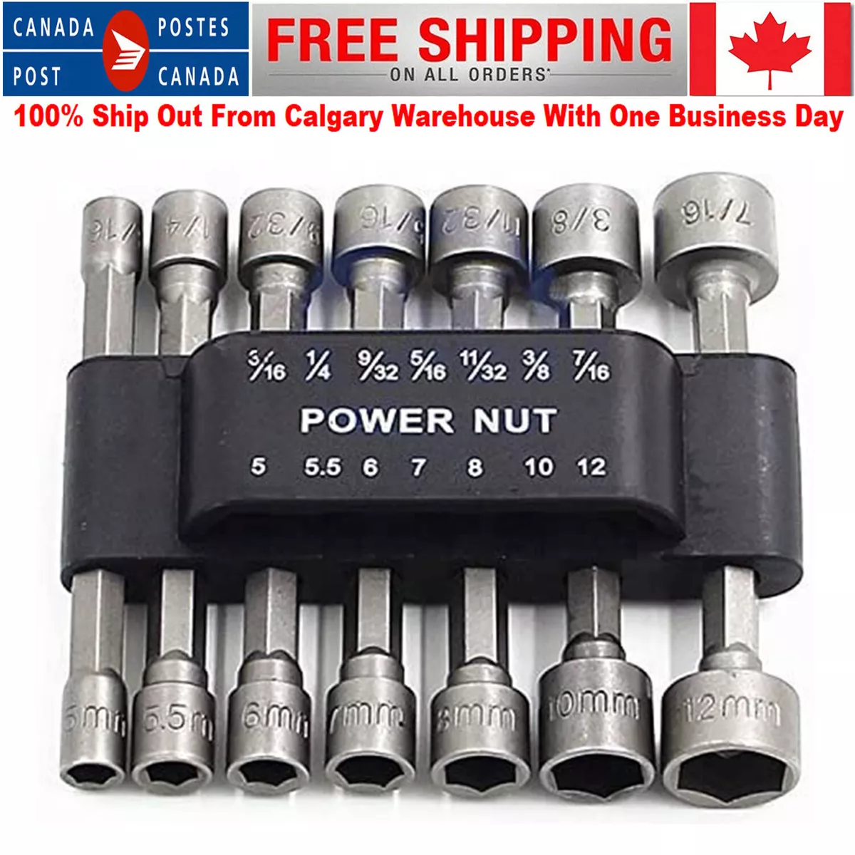 14Pcs Power Nuts Driver Drill Bit Set Metric Socket Wrench 1 4 Driver Hex Keys