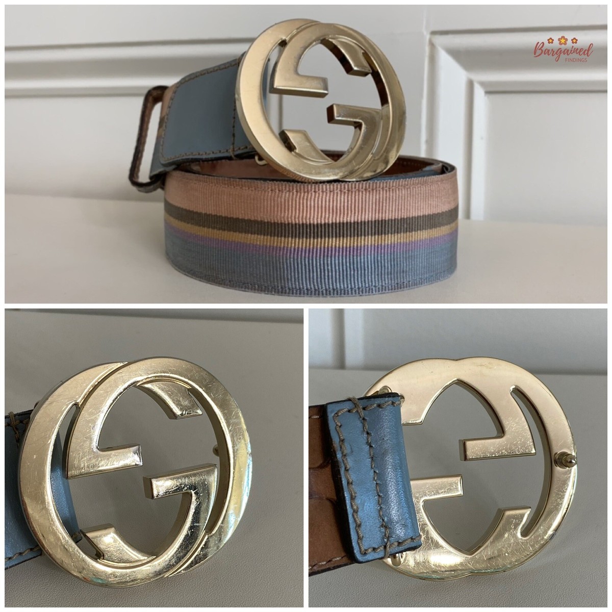Authentic Gucci Multi Web Canvas Leather Gold Interlocking G