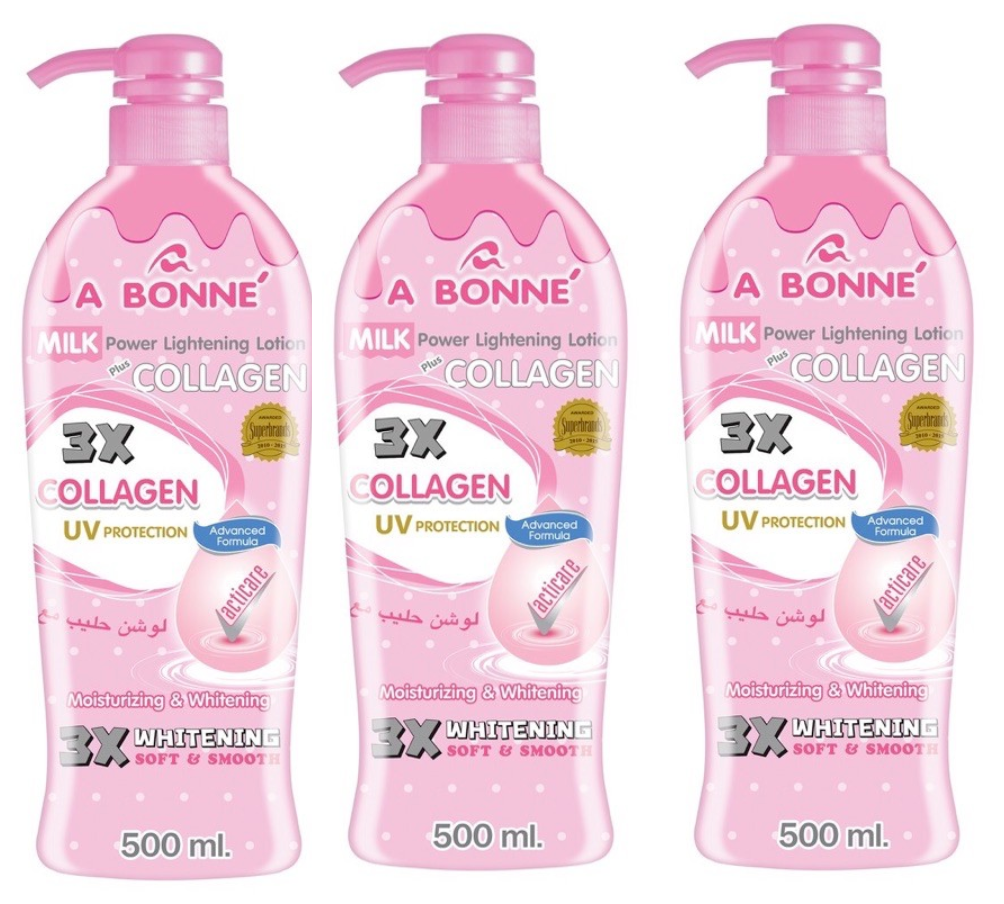 3 x Bonne Milk Power Lightening Lotion with Collagen for Fast Moisturizing