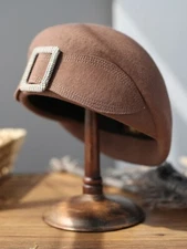 Wool Felt Beret Fascinator Hats For Women Tea Party Dress Pillbox Hat With Bow