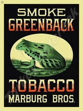 Smoke Greenback Tobacco 9" x 12" Metal Sign