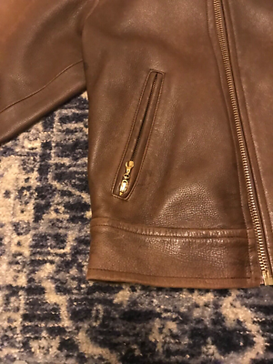 DONNA KARAN ブラウン レザー ジャケット Made in Italy Donna Karan Black Label Brown Motorcycle Jacket Medium | eBay