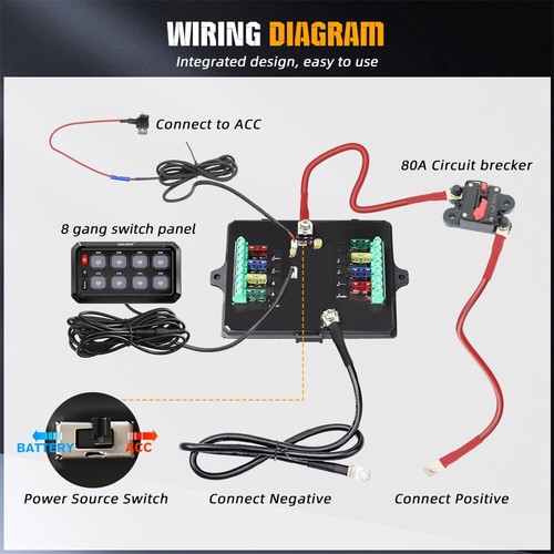 Kit de panel de interruptor de 8 velocidades universal encendido/apagado LED RGB control de teléfono para Jeep UTV SXS - Imagen 7 de 15