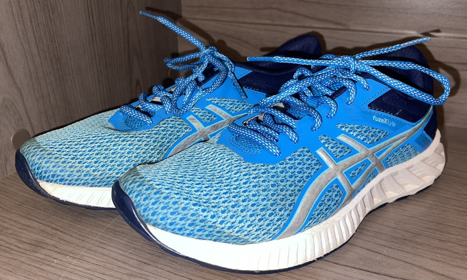 Women's ASICS FuzeX Lyte Running Shoes Blue/White- sz T769N