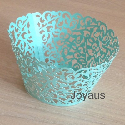 10x blue Vine cupcake wrappers wedding birthday party favour cake decoration