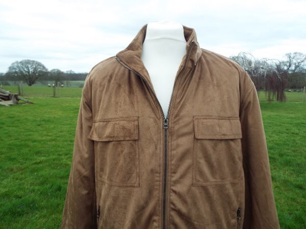 Soft Suede Look Zip Up Blouson Bomber Jacket Quilt Lining ATLAS FOR MEN XL BNIP image 3