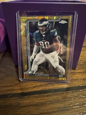 2025 Topps Chrome Jalen Carter Gold Wave /50 Refractor Eagles #250