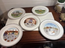 5 Villeroy & Boch Luxembourg Naif Salad Plates 8" Laplau Different Design #3-7