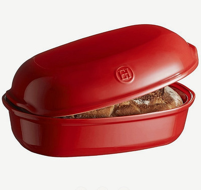 Emile Henry Ceramic Non-Stick Dishwasher Safe Artisan Bread Baker Red Burgundy
