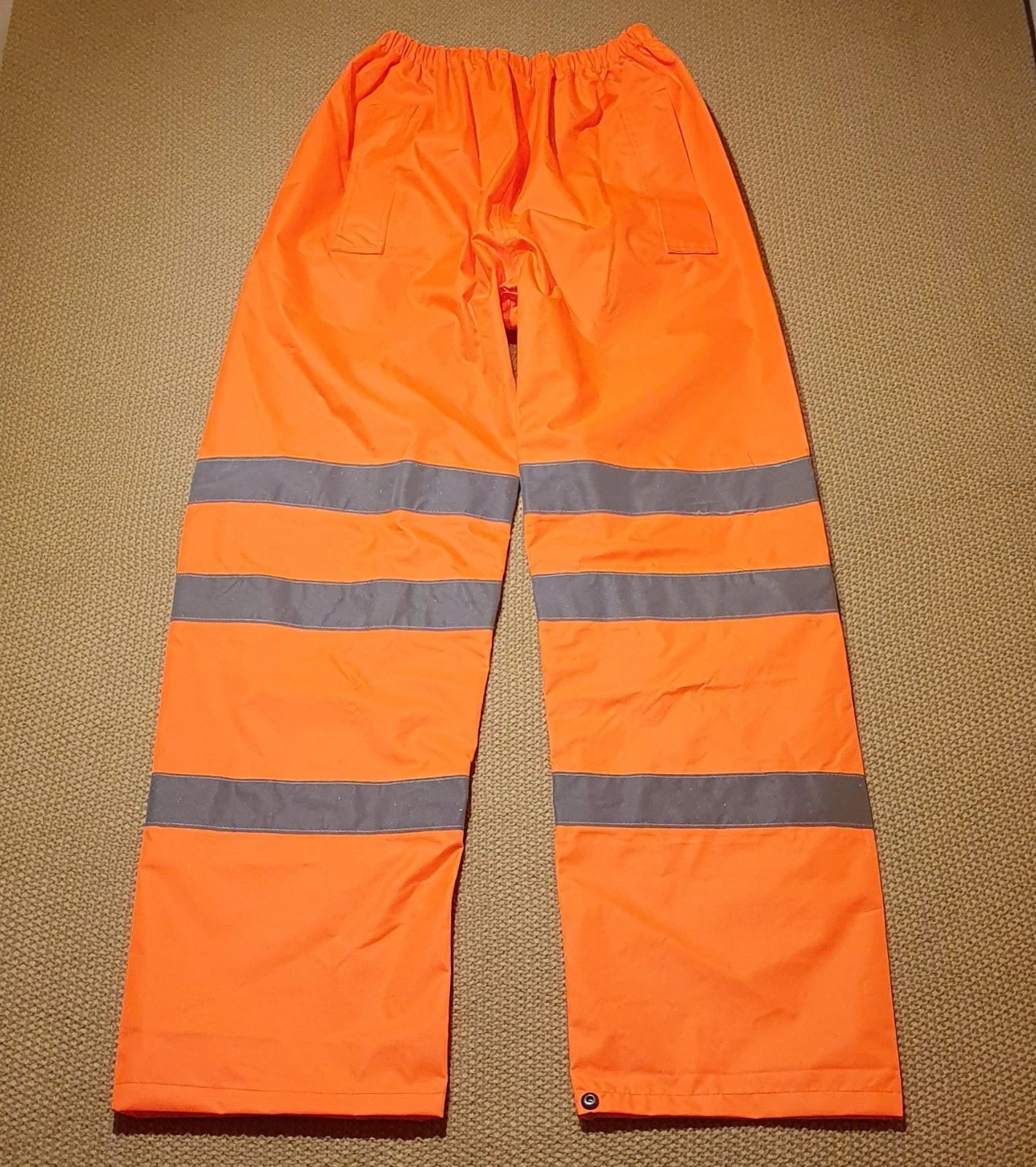 Arco Men's Wind/Waterproof Hi-Vis Work Rain Trousers Size M Orange Over Pants
