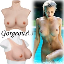 Silicone Breastplate Crossdresser Breast Forms Fake Boobs C-H Cup For Drag Queen