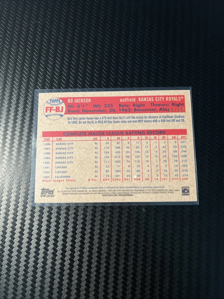 2024 Topps Archives Bo Jackson At The Break autografado ouro/50 - Imagem 3 de 4