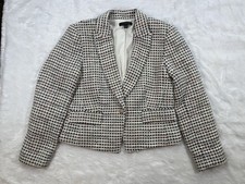 Ann Taylor Petite Tweed Fitted Blazer Single Button Front Size 8P
