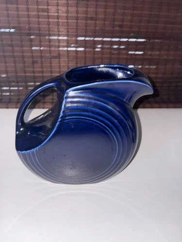Fiestaware Large Disc Water Pitcher Cobalt Blue Ceramic Homer Laughlin Vintage.