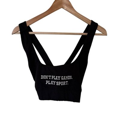 Nasty Gal x Sports Illustrated Play Sport Embroidered Sports Bra Black USA 8