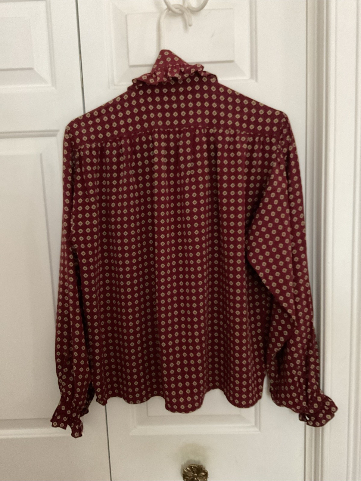 Vtg Calvin Klein Collection Women’s Foulard Print Blouse  100percent Silk Ruffled image 10