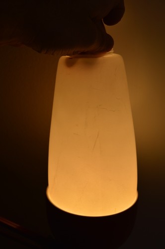 2 Vintage MCM White Pole Lamp Shades 8.25" Long with Threaded 2" Fitter Glass - Picture 9 of 24