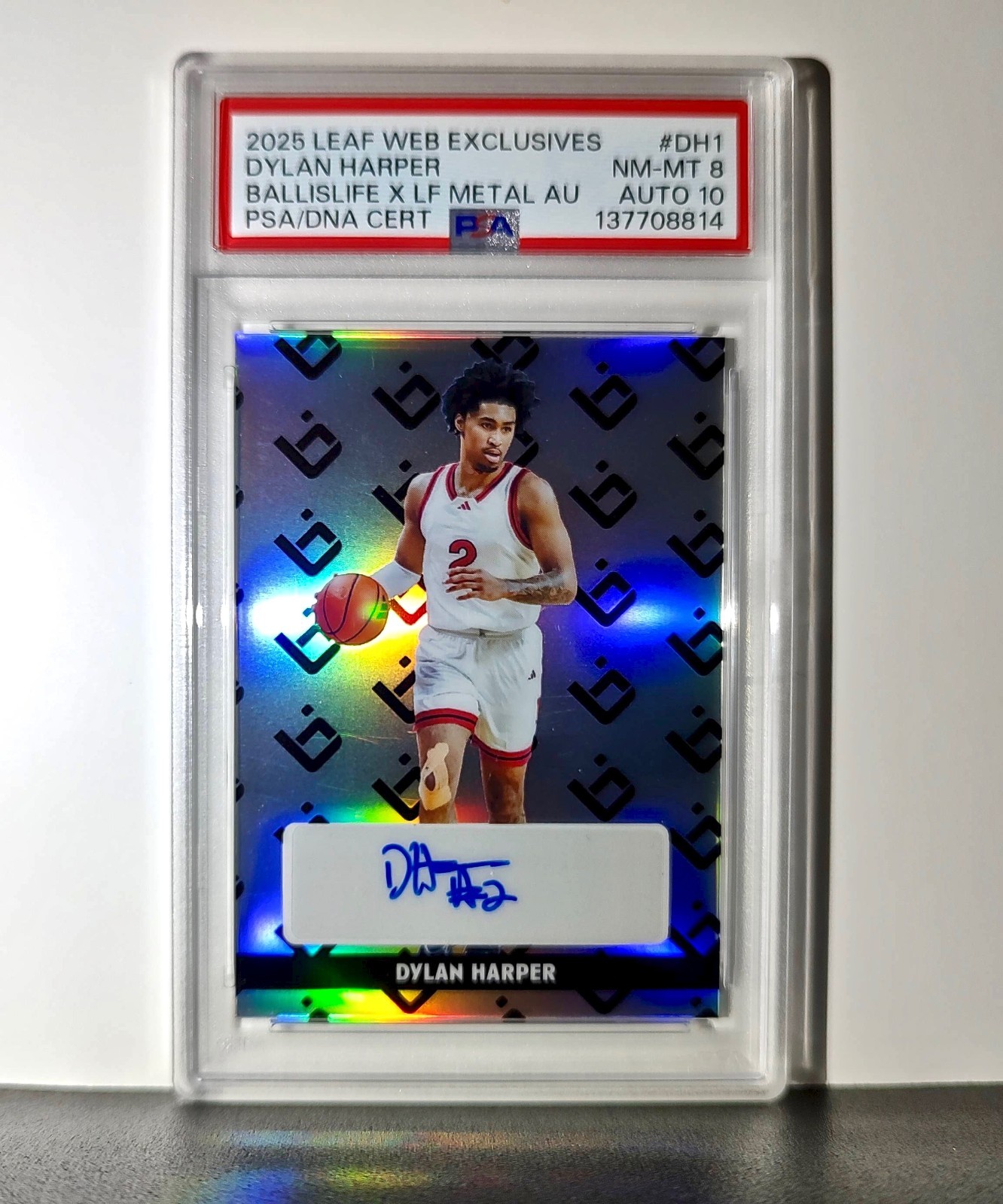 Dylan Harper 2025 Leaf Metal #BILA-DH1 Refractor PSA 8 Auto 10