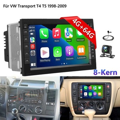 4+64GB CarPlay Android 15 Autoradio Für VW Transport T4 T5 1998-2009 GPS Navi FM