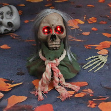 Halloween Animatronic Decorations,Creepy Moving Skeleton Prop with Sounds and...
