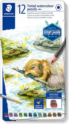Water-Soluble Tinted Graphite Pencils, Watercolor Artist Set, Pre-Sharpened, 12
