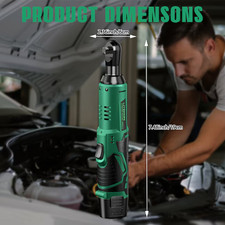 Litekon Cordless Ratchet Wrench Set 3/8" w 2 Batteries, Charger, Socket Set, Bag