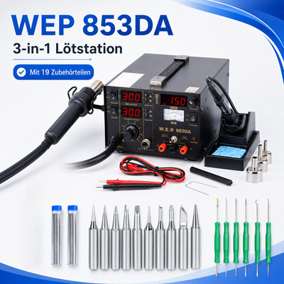  2in1 Digital Lötstation Heißluft Lötkolben LCD 740W für PCB Reparatur