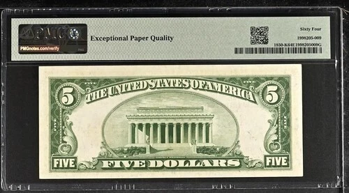 1929 $5 Federal Reserve Bank Note - Dallas - FR.1850-K - PMG 64 EPQ - Image 2 of 2